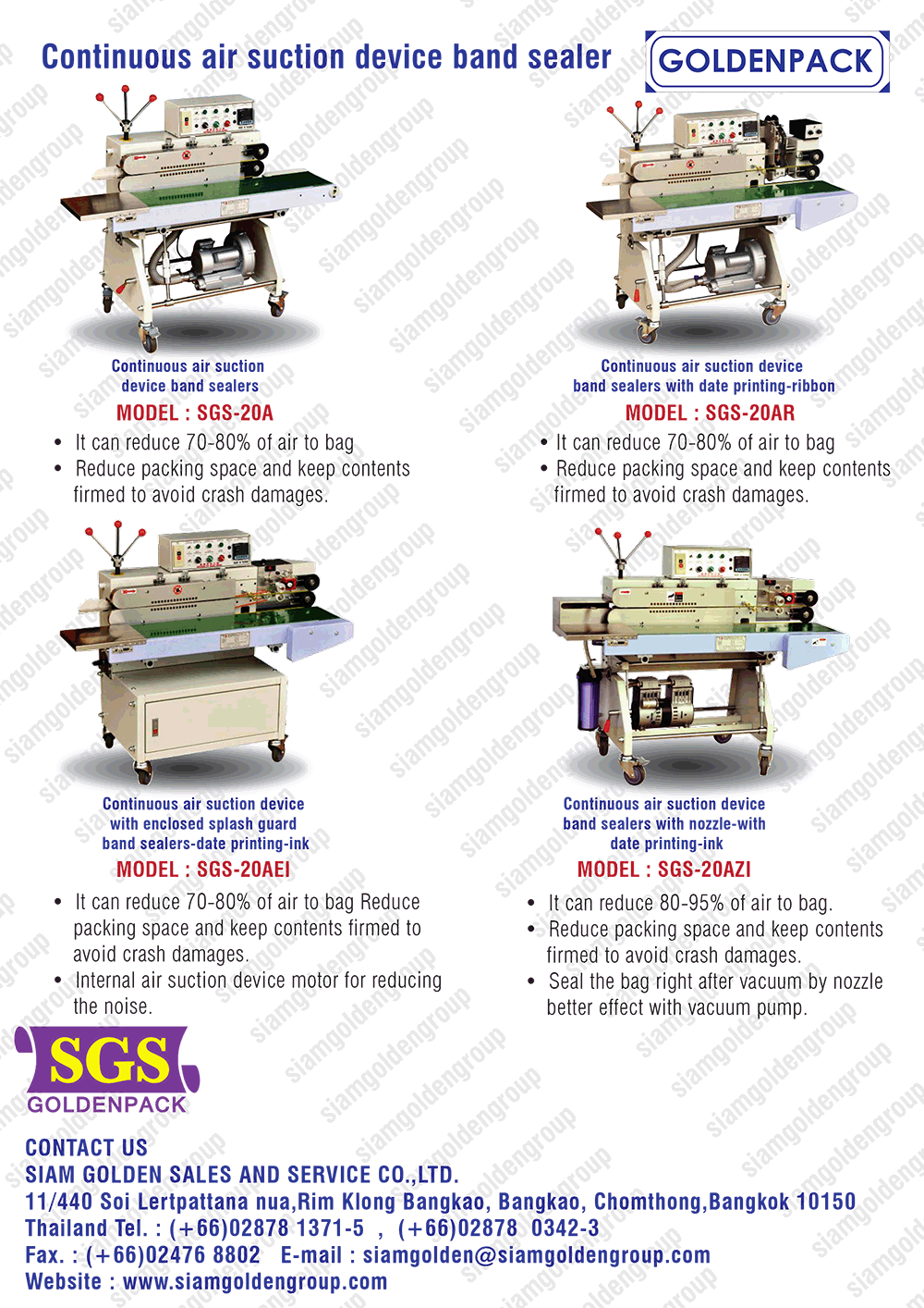 CONTINUOUS BAND SEALERS STANDARD TYPE SGS 20A