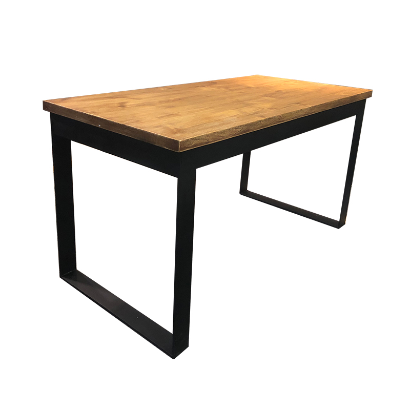 โต๊ะเหลี่ยมขาเหล็ก (ตรง) ท็อปไม้