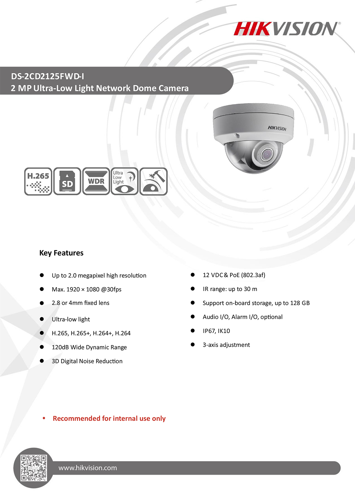 กล้องวงจรปิด CCTV HIKVISION DS-2CD2125FWD-I