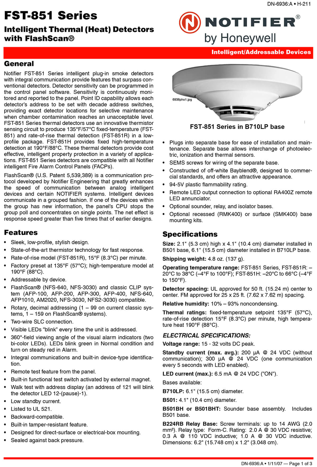 Intelligent Thermal (Heat) Detector FST-851 Series