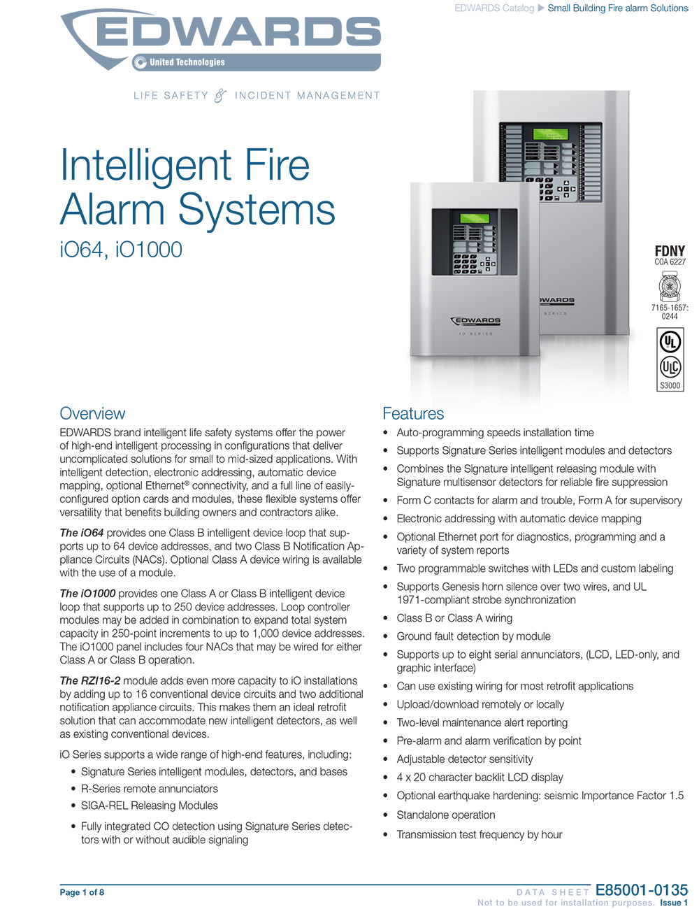 Intelligent Fire Alarm System iO64, iO1000