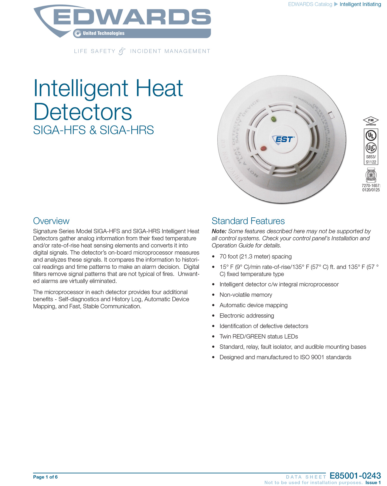 Intelligent Heat Detectors SIGA-HFS & HRS