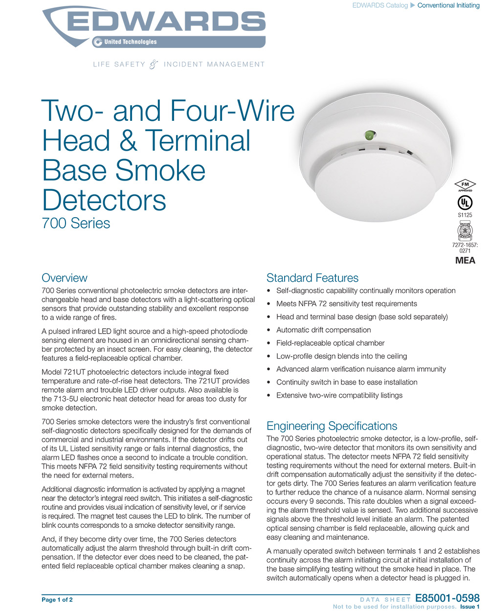 Head & Terminal Base Smoke Detectors
