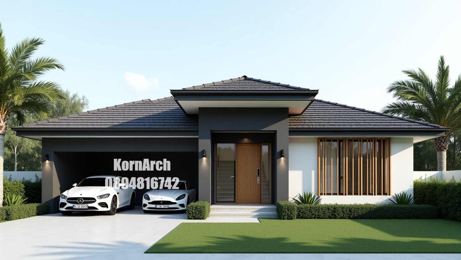 รับออกแบบบ้านชั้นเดียว แบบบ้านทรอปิคอล