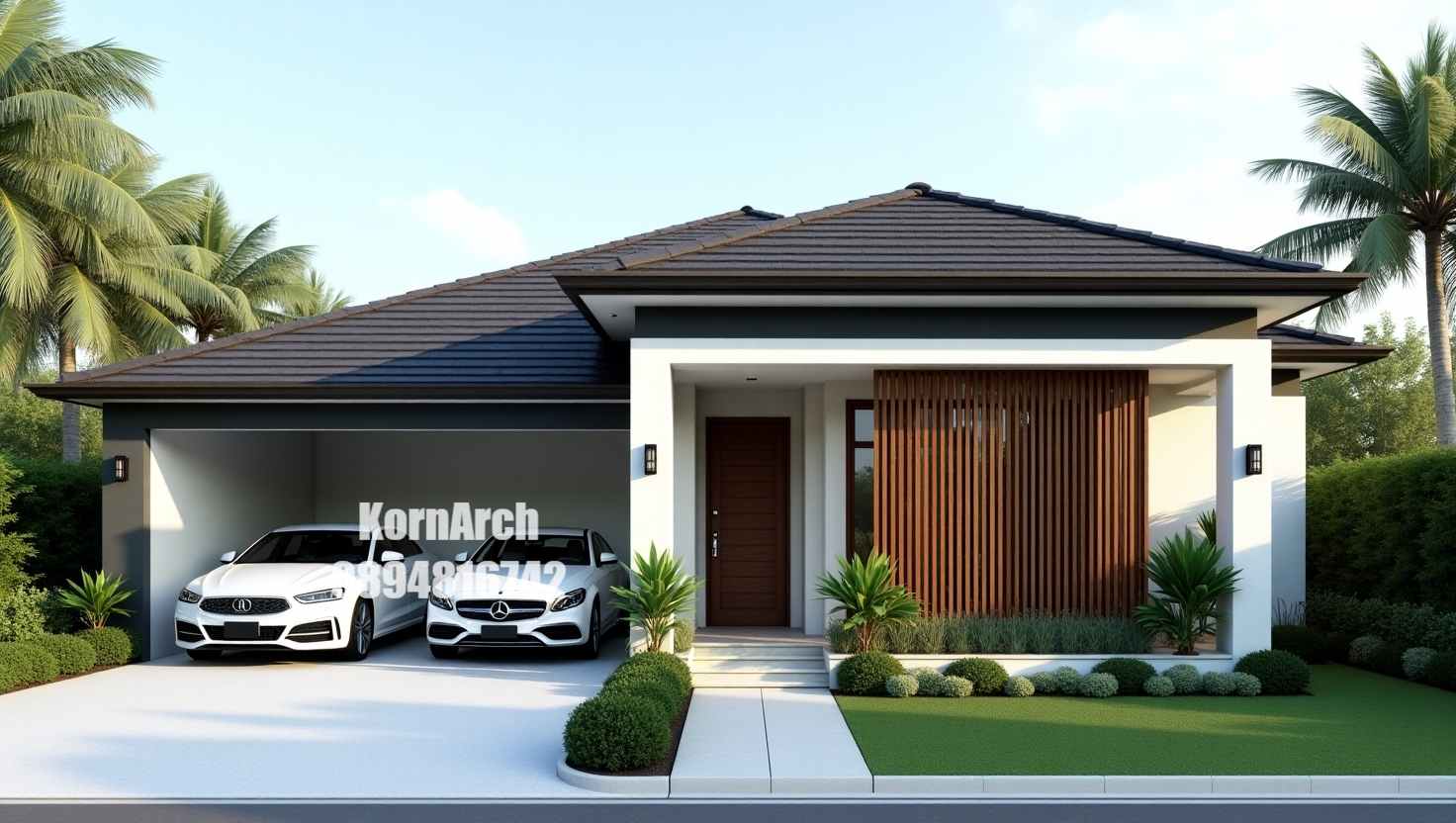 รับออกแบบบ้านชั้นเดียว แบบบ้านทรอปิคอล