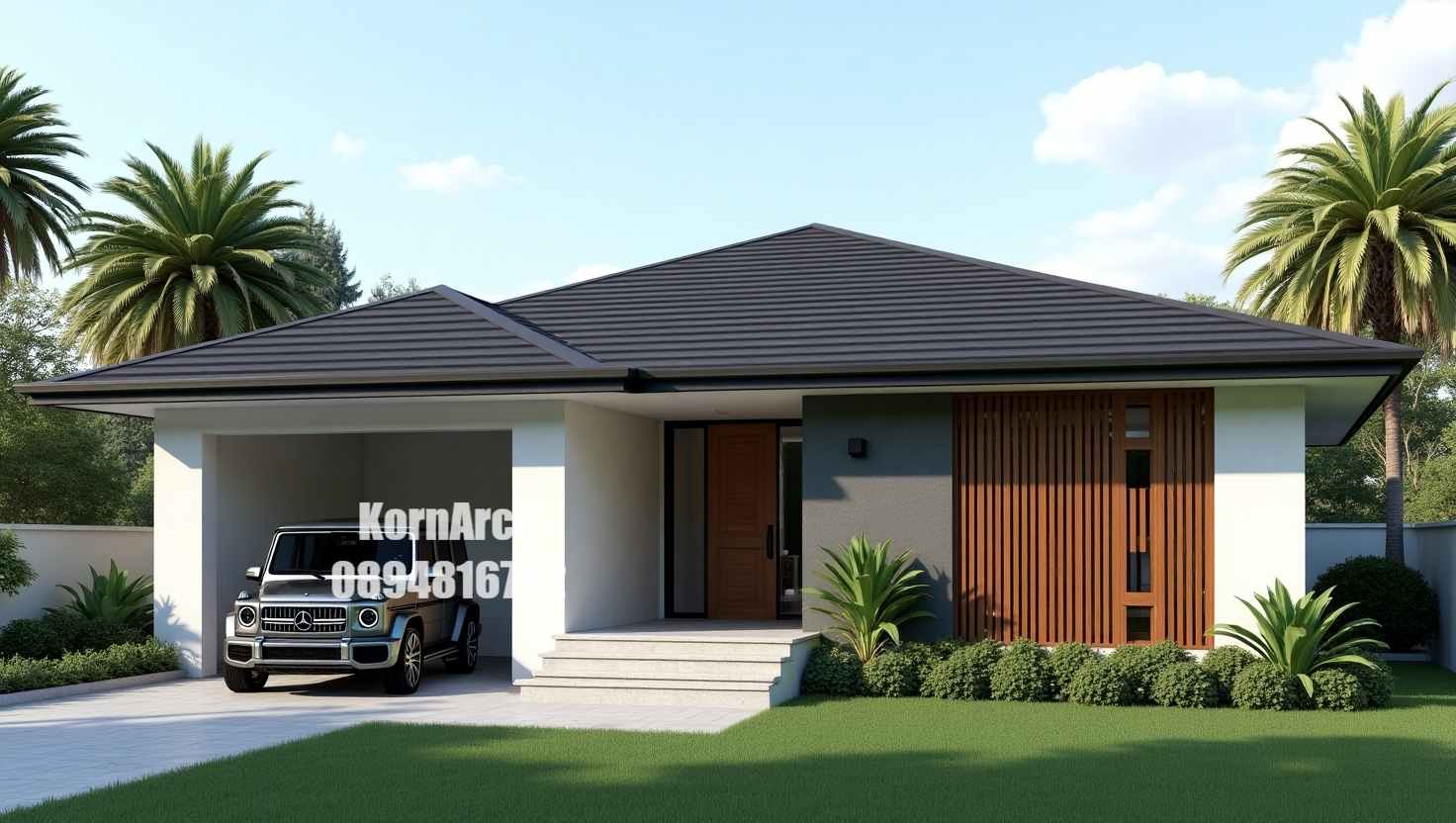รับออกแบบบ้านชั้นเดียว แบบบ้านทรอปิคอล
