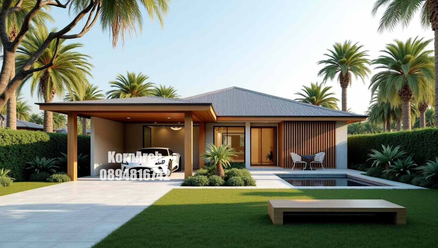 รับออกแบบบ้านชั้นเดียว แบบบ้านทรอปิคอล