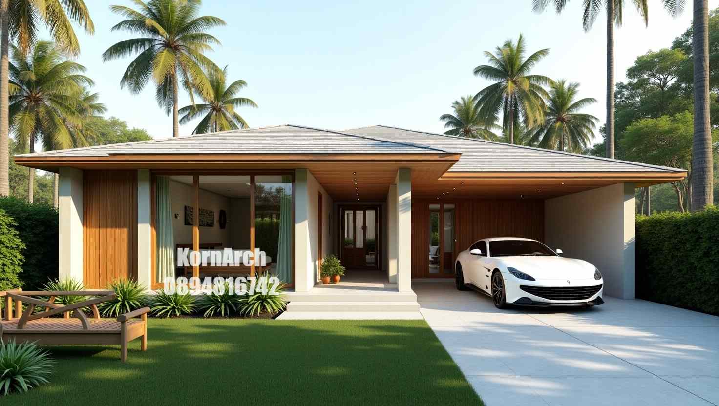 รับออกแบบบ้านชั้นเดียว แบบบ้านทรอปิคอล