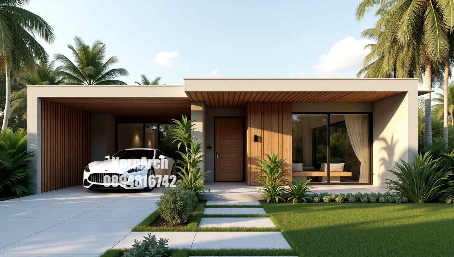 รับออกแบบบ้านชั้นเดียว แบบบ้านทรอปิคอล