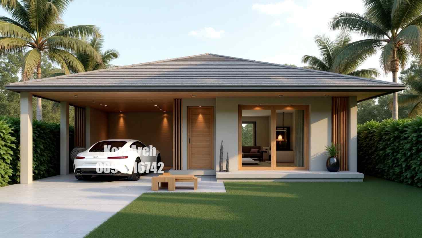 รับออกแบบบ้านชั้นเดียว แบบบ้านทรอปิคอล