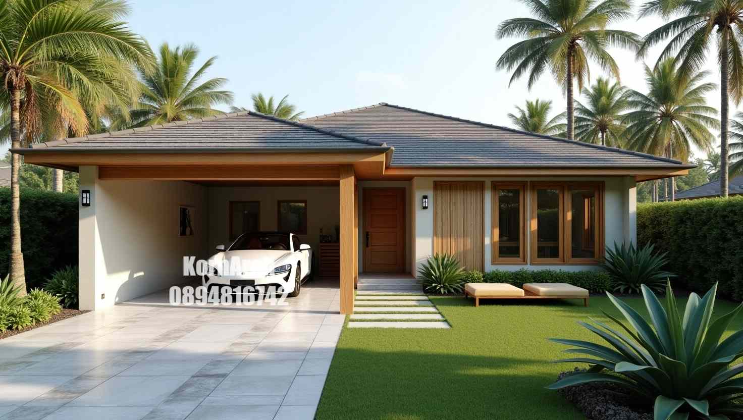 รับออกแบบบ้านชั้นเดียว แบบบ้านทรอปิคอล