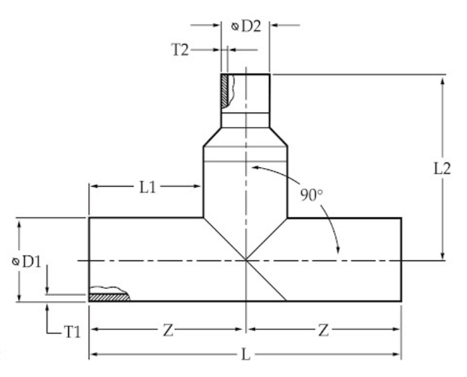 <b>ข้อต่อแบบเชื่อม สามทางลด</b> (HDPE Butt-Fusion Welded Tee Reducer)