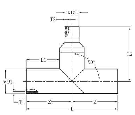 <b>ข้อต่อแบบเชื่อม สามทางลด</b> (HDPE Butt-Fusion Reducing Tee)