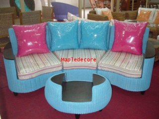 Blue Rattarn Sofa