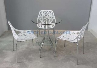 ชุดโต๊ะ Daily กลมเก้าอี้ใบไม้สีขาว