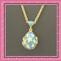 Russian Style Imperial Faberge Enameled Silver Egg Pendant