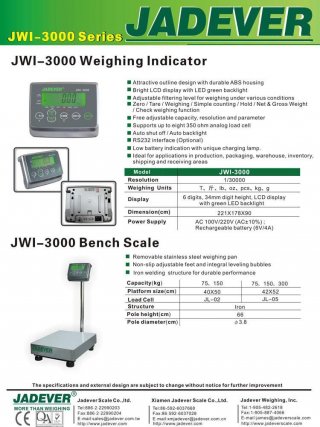 เครื่องชั่งดิจิตอลตั้งพื้น รุ่น JWI 3000