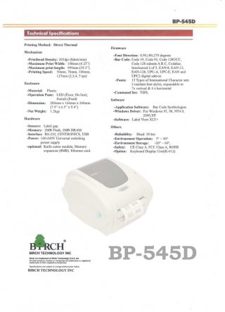 Printer สำหรับเครื่องชั่ง BP 545D