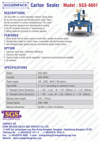 CARTON SEALER MODEL : SGS-6601