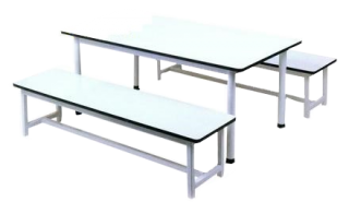 โต๊ะอนุบาลหน้าโฟเมก้าขาว ม้านั่งยาว