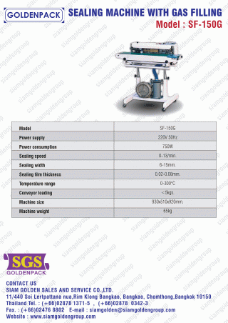 SEALING MACHINE WITH GAS FILLING MODEL SF 150G