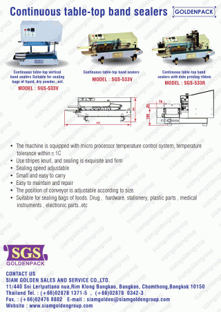 CONTINUOUS TABLE TOP BAND SEALERS MODEL SGS 533R