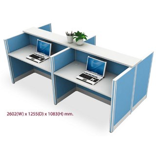 โต๊ะทำงาน 4 ที่นั่ง สีฟ้า