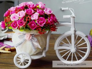 จักรยานดอกไม้ กุหลาบชมพู 