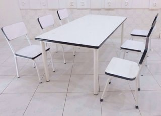 ชุดโต๊ะอนุบาลหน้าขาวพร้อมเก้าอี้6ตัว/ชุด