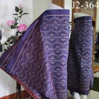 ผ้าไหม ทอยกดอก มัดหมี่ ยกลายลูกแก้ว มัดหมี่ลายเต่างับ โทนสีดอกอัญชัญ 4 ม.