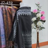 ผ้าไหม ทอยกดอก มัดหมี่ ยกลูกแก้ว มัดลายต้นสนขาว ทางด่วน สีพื้นดำ