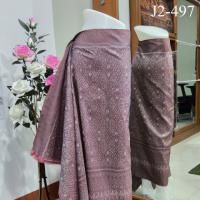 ผ้าไหม ทอยกดอก มัดหมี่ ยกลูกแก้ว มัดลายดอกมะเขือแปลง สีปูนสีเสียด