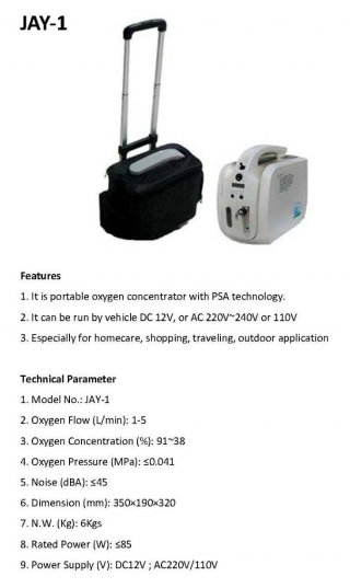 JAY 1 Portable Oxygen Concentrator