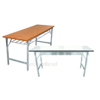 โต๊ะพับมีตะแกรง หน้าเมลามีน/ฟอเมก้าขาว ขาเหล็ก 1.2