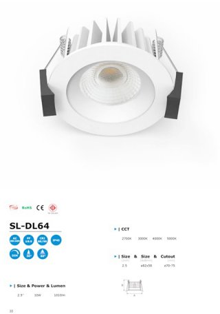 โคมไฟ LED Downlight รุ่น SL-DL64