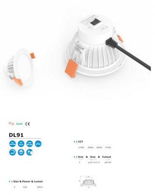 โคมไฟ LED Downlight รุ่น DL91