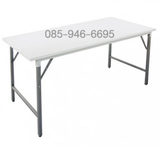 โต๊ะพับหน้าเหล็กสีอบขาว