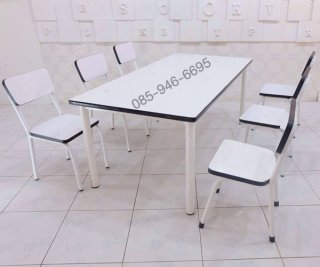 ชุดโต๊ะอนุบาลหน้าขาวพร้อมเก้าอี้ 6 ตัว/ชุด