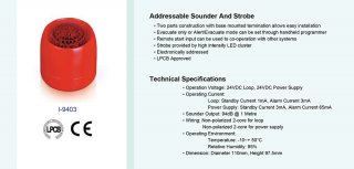 Addressable Sounder And Strobe รุ่น I-9403