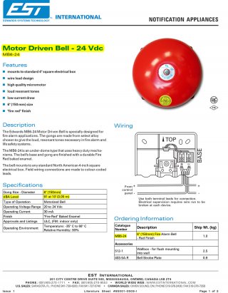 Motor Driven Bell 24 - Vdc MB6-24