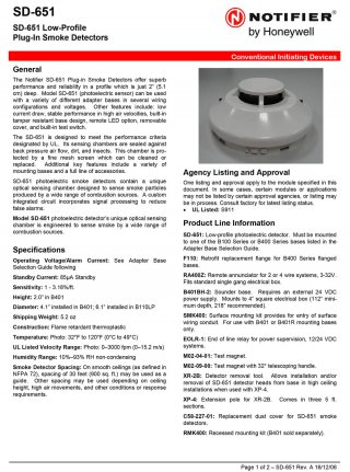 Low-Profile Plug-In Smoke Detectors SD-651