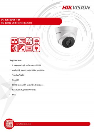 กล้องวงจรปิด CCTV HIKVISION DS-2CE56D0T-IT3F