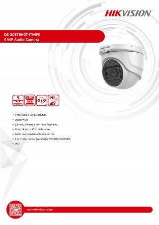 กล้องวงจรปิด CCTV HIKVISION DS-2CE76H0T-ITMFS