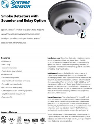 Smoke Detectors with Sounder and Relay Option