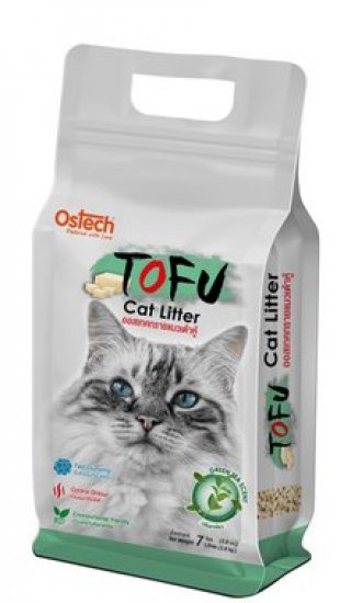 ทรายแมวเต้าหู้ Ostech Tofu 7 ลิตร กลิ่นชาเขียว