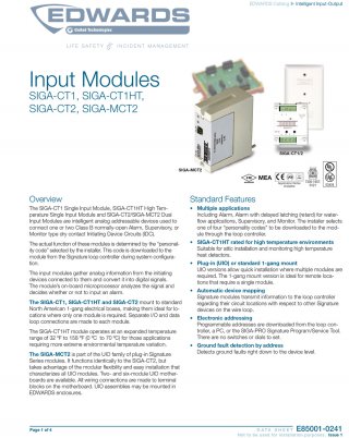 Input Modules SIGA-CT1/CT1HT/CT2/MCT2