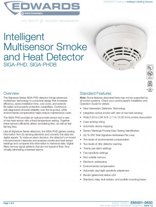Intelligent Smoke Heat Detector SIGA PHD