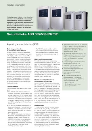 Aspirating Smoke Detectors (ASD) 535/533/532/531