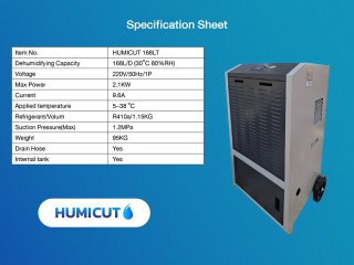 เครื่องลดความชื้นอุตสาหกรรม HUMICUT รุ่น 168LT