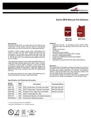 Wheelock Series MPS Manual Pull Stations